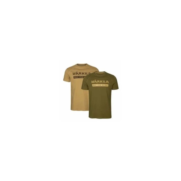 Koszulka Harkila Logo T-Shirt 2-Pack Antique Sand/Dark Olive