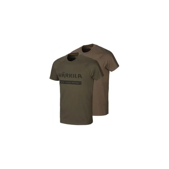 Koszulka Harkila Logo T-Shirt 2-Pack Willow Green/Slate Brown